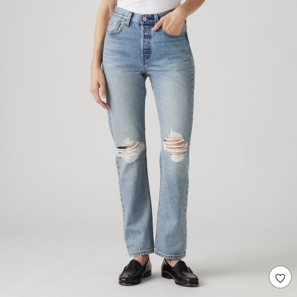 Levis Classic Blue Distressed High Rise 501 Women Jeans 32X30 - Picture 1 of 7